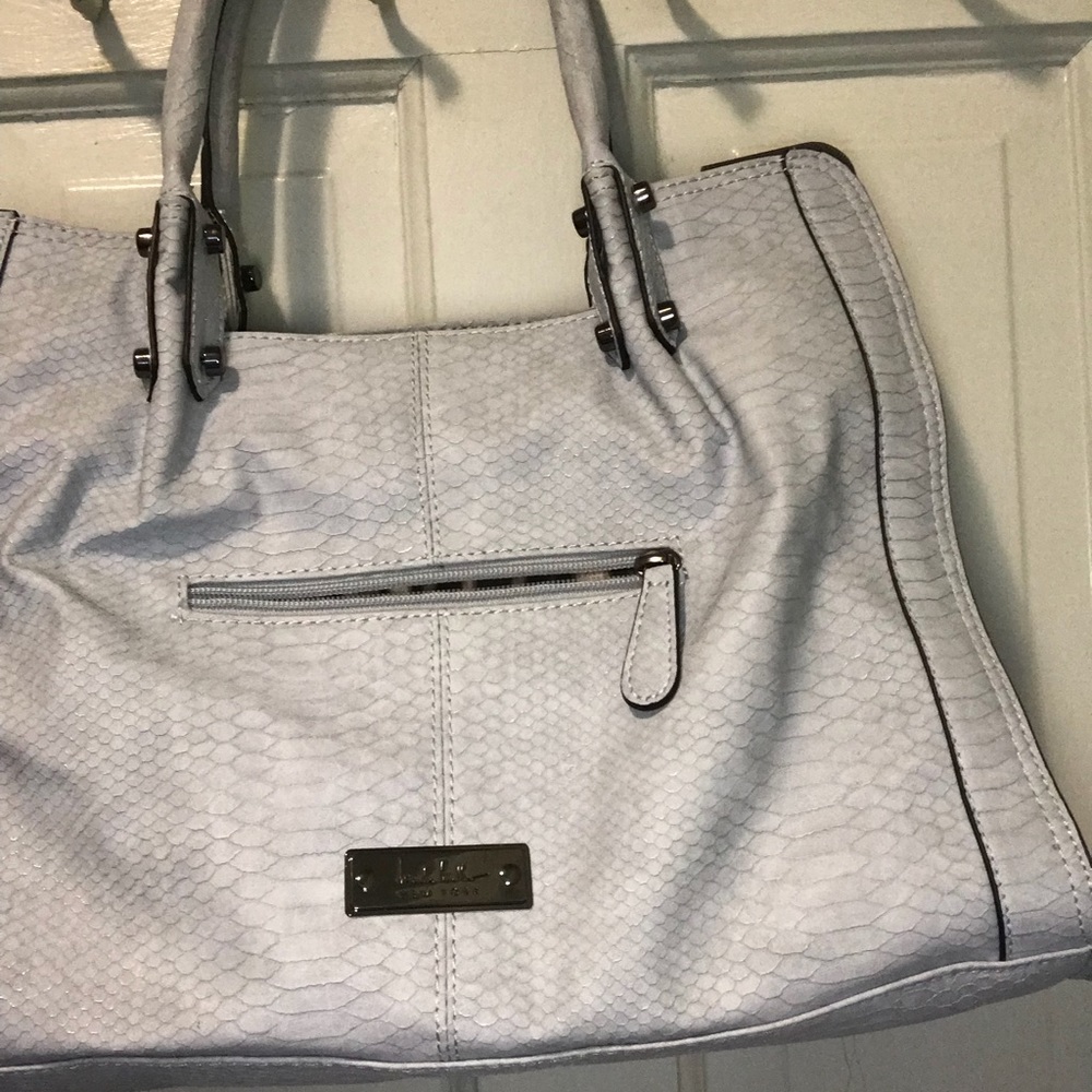 Nicole Miller New York Handbag. Misty Blue/Grey